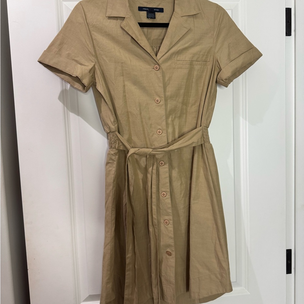 French Connection Tan Tie Front Midi Dress